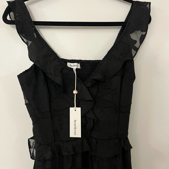 HEARTLOOM Black Floral Ruffle Midi NWT Dress- Large - Picture 3 of 6